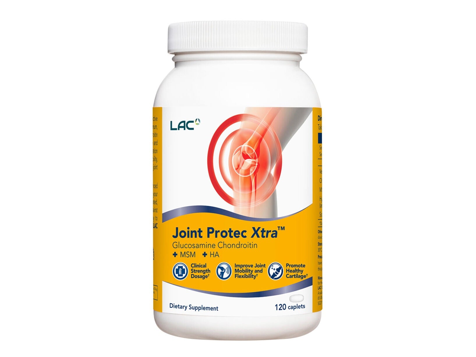 LAC Joints Joint Protec® Xtra - Glucosamine Chondroitin + MSM + HA (120 caplets)